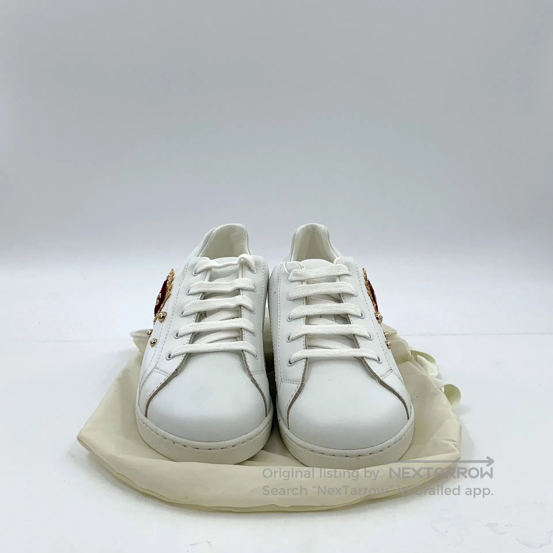 Dolce & Gabbana Dolce Gabbana White heart rivet glitter design lace-up cas Size US 5 / EU 37 - 9 Thumbnail