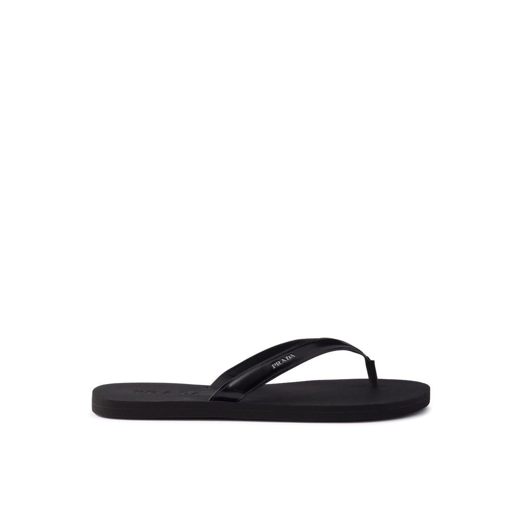 Prada PRADA Black Leather Thong Sandals New & Authentic (Men's siz Size US 7 / EU 40 - 1 Thumbnail