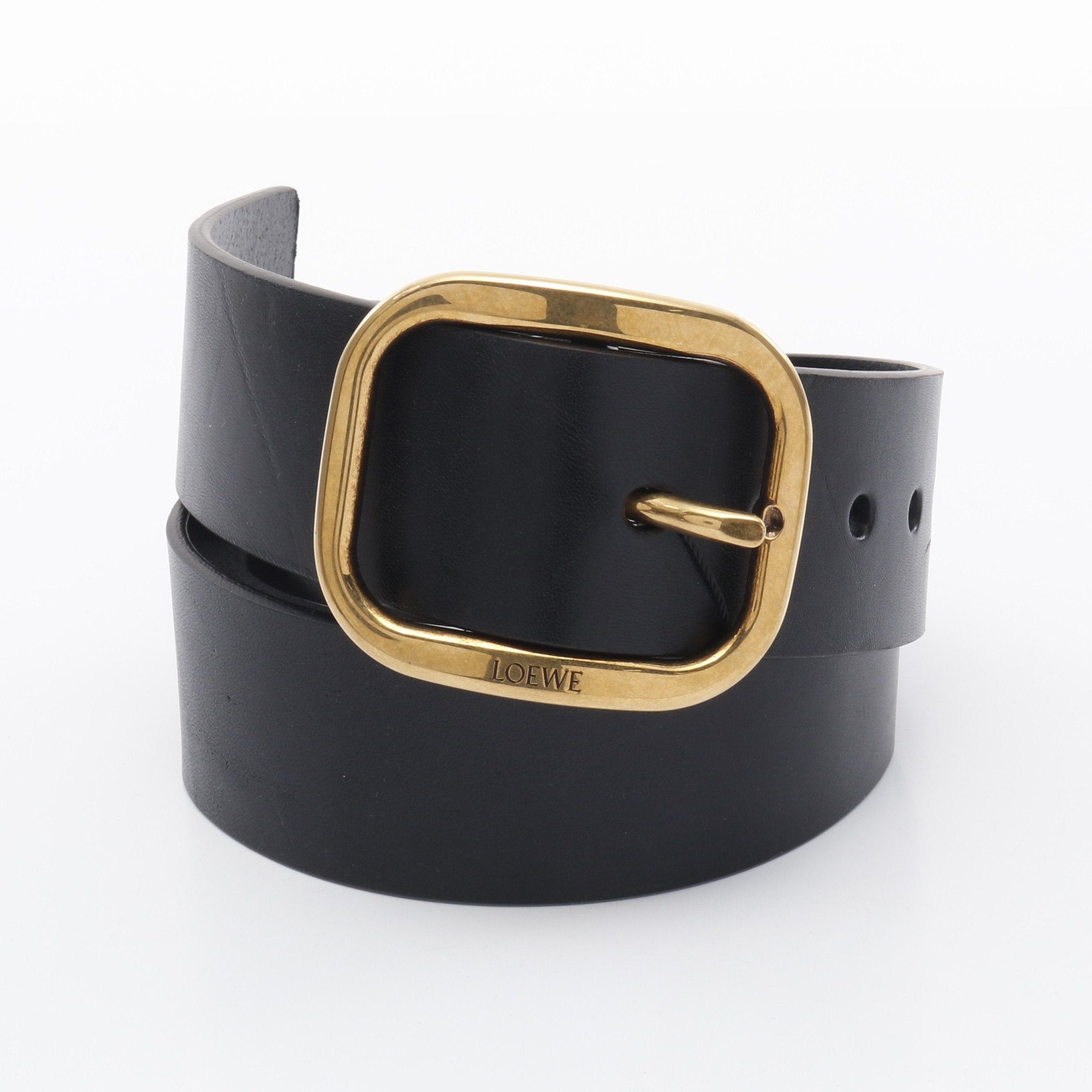 Loewe Loewe Round Soft Belt Leather Black Gold Hardware Size ONE SIZE - 1 Thumbnail