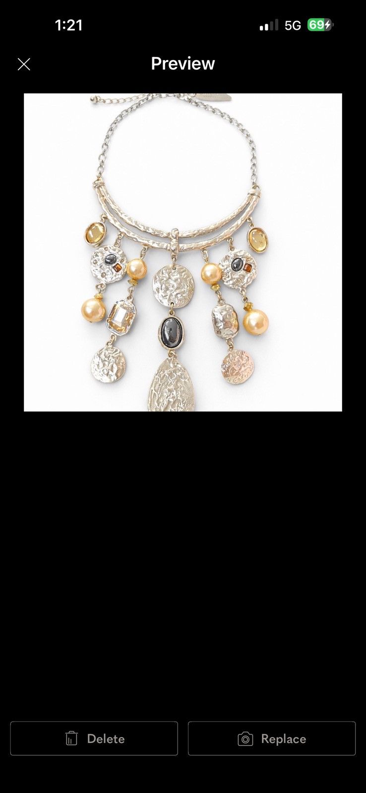 Chicos Chico's Gold-Tone Multi Charm Necklace with Amber Accents Size ONE SIZE - 6 Thumbnail