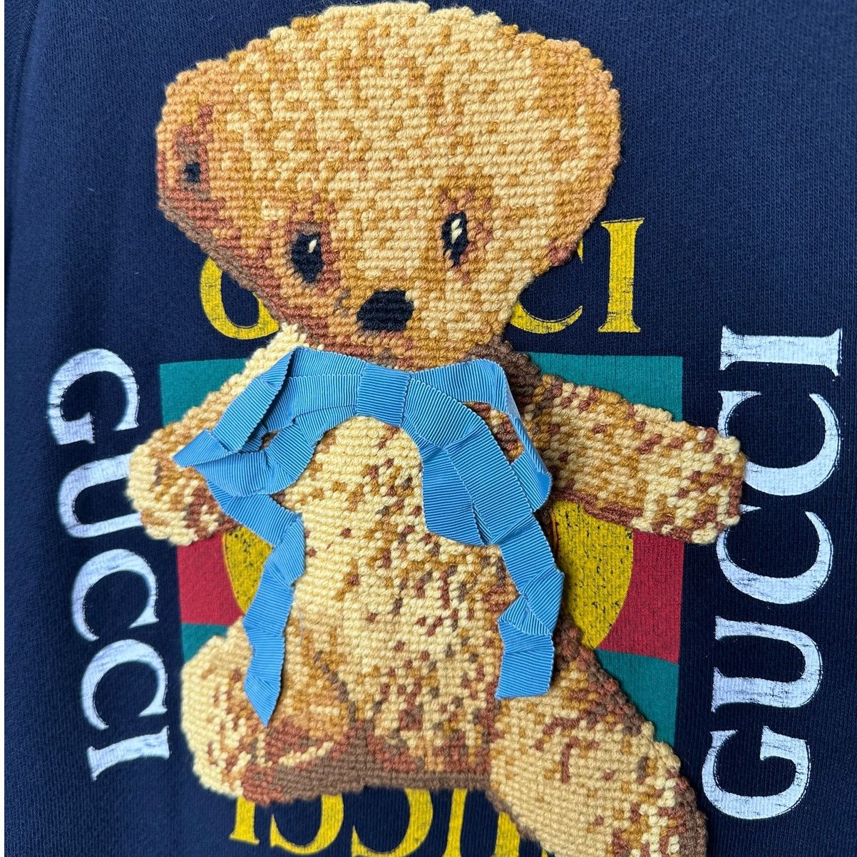 Gucci Gucci Navy Black Tan 3D Teddy Bear Bow Sweater Sweatshirt L Size L / US 10 / IT 46 - 6 Thumbnail