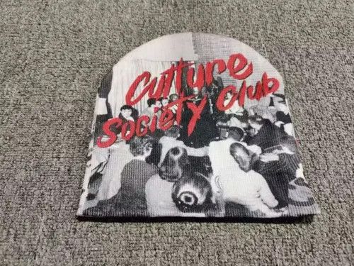 Japanese Brand Culture Society Club Graphic No Cuff Knit Beanie Hat Size ONE SIZE - 3 Thumbnail