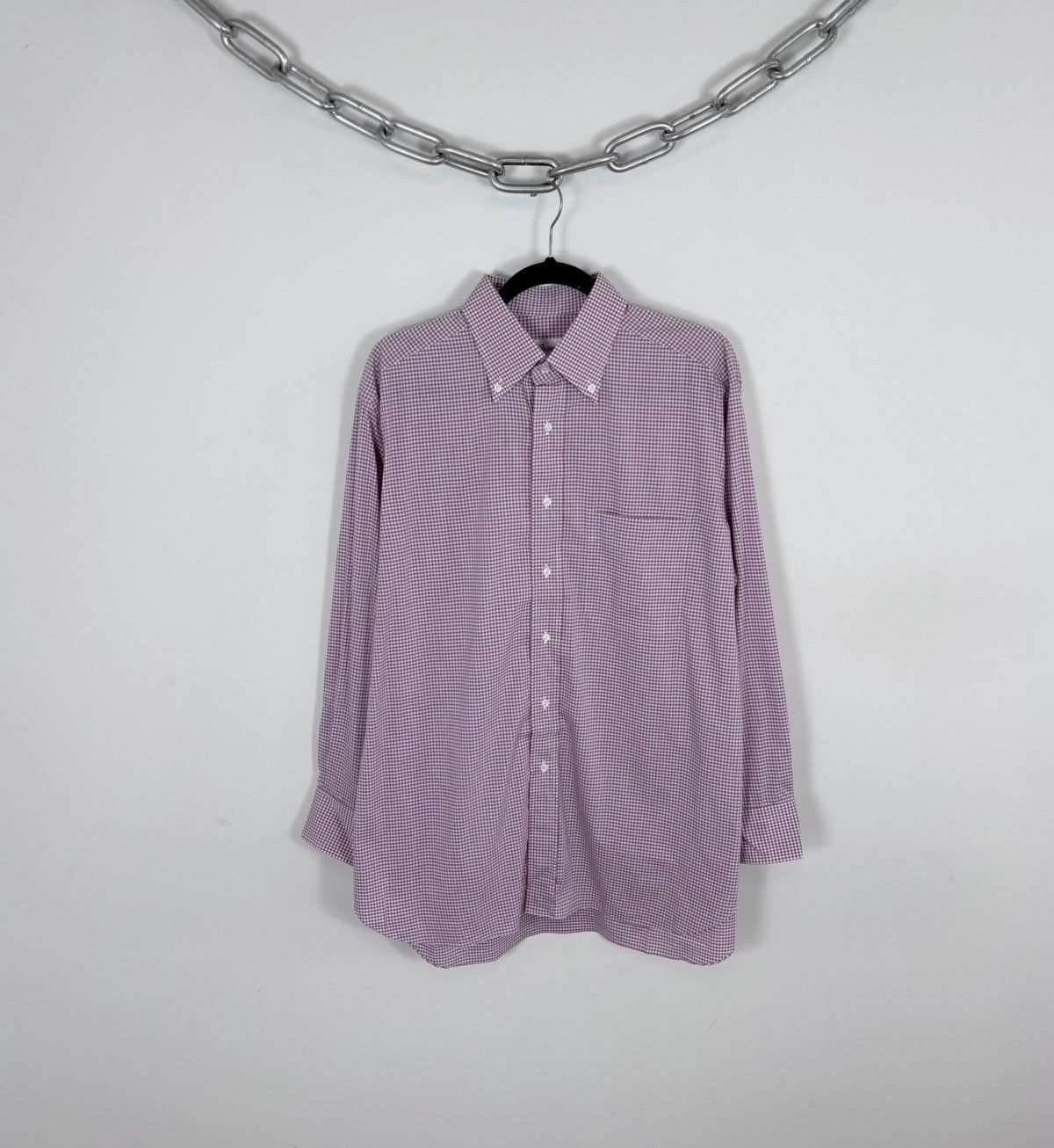 Brioni Brioni Men’s Micro Check Pink Button Down Long Sleeve Shirt Size US L / EU 52-54 / 3 - 1 Thumbnail