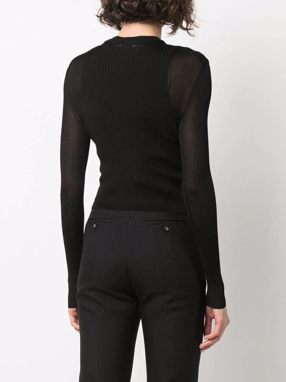 Saint Laurent Paris o1s1wg110425 699884 Cassandre Top In Ribbed Knit Sweater Size XL / US 12-14 / IT 48-50 - 5 Thumbnail