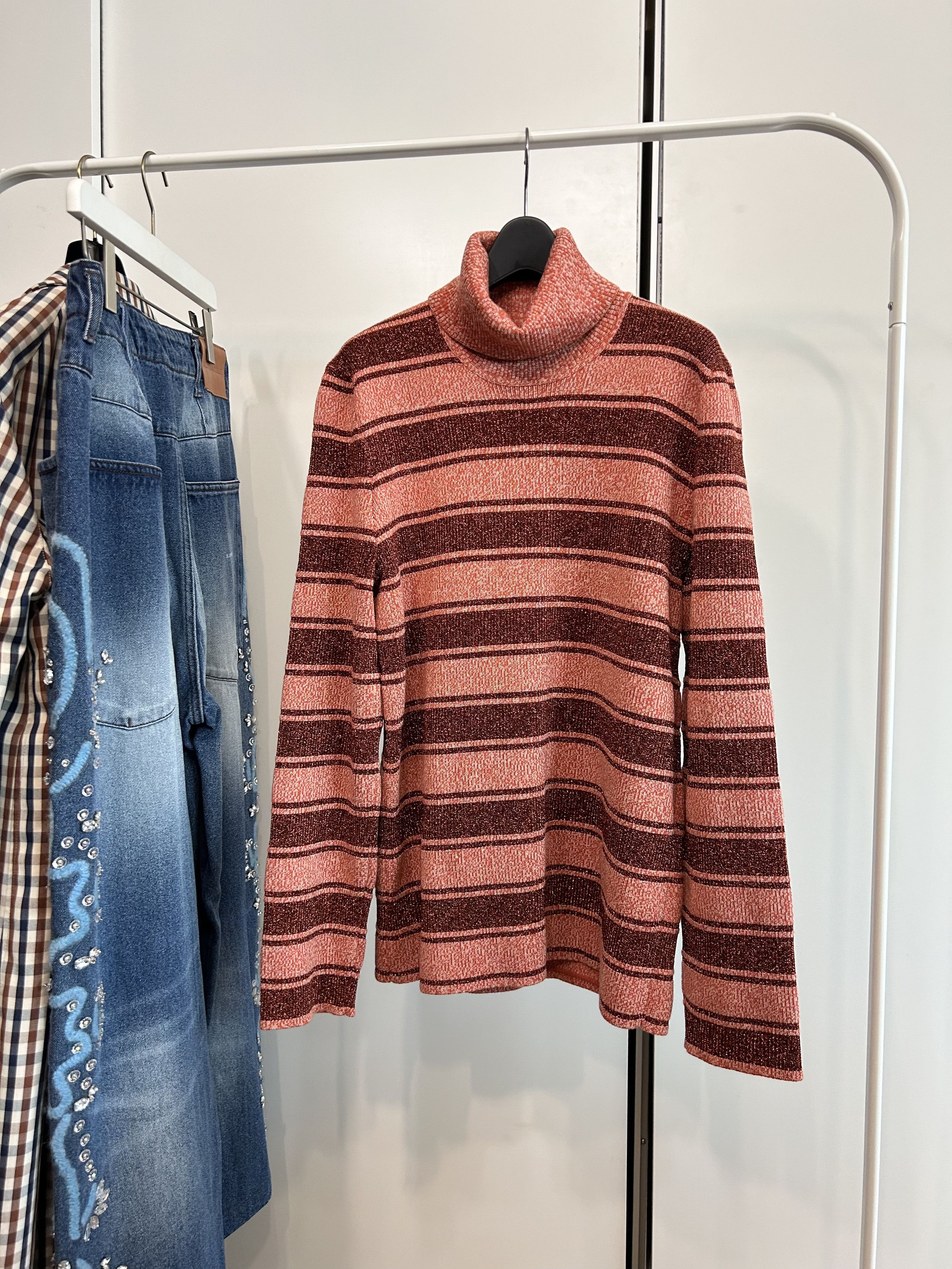 Gucci GUCCI Metallic Striped Turtleneck Knit Size US XL / EU 56 / 4 - 1 Thumbnail