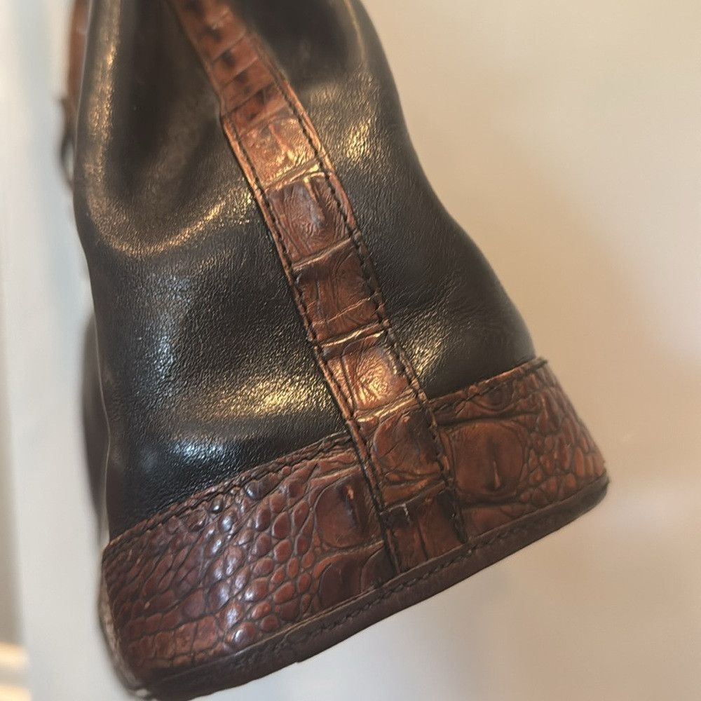 BRAHMIN Brahmin Black & Brown Alligator Texture Leather Shoulder Ba Size ONE SIZE - 4 Thumbnail