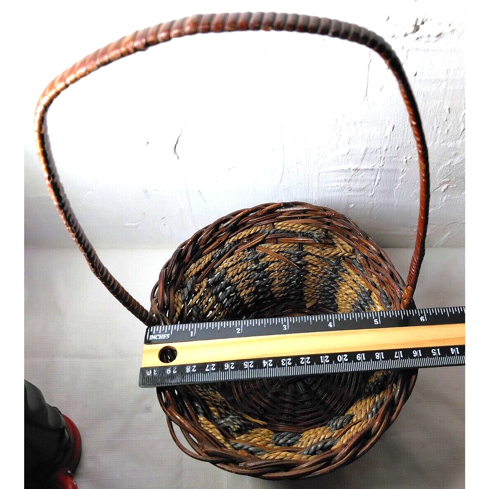 Other Round Straw Rattan Basket w/ "all Hoop Handle- 6.5"x6.5"x12" Size ONE SIZE - 8 Thumbnail