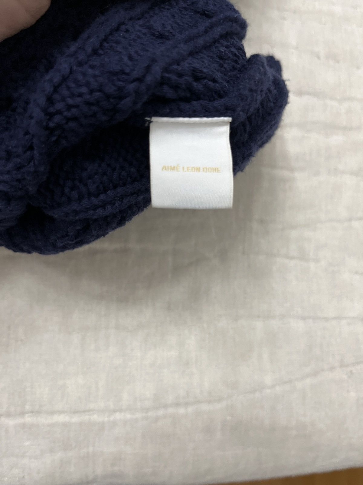 Aime Leon Dore Pointelle Cable Crewneck Sweater - Navy / Extra Small Size US XS / EU 42 / 0 - 5 Thumbnail