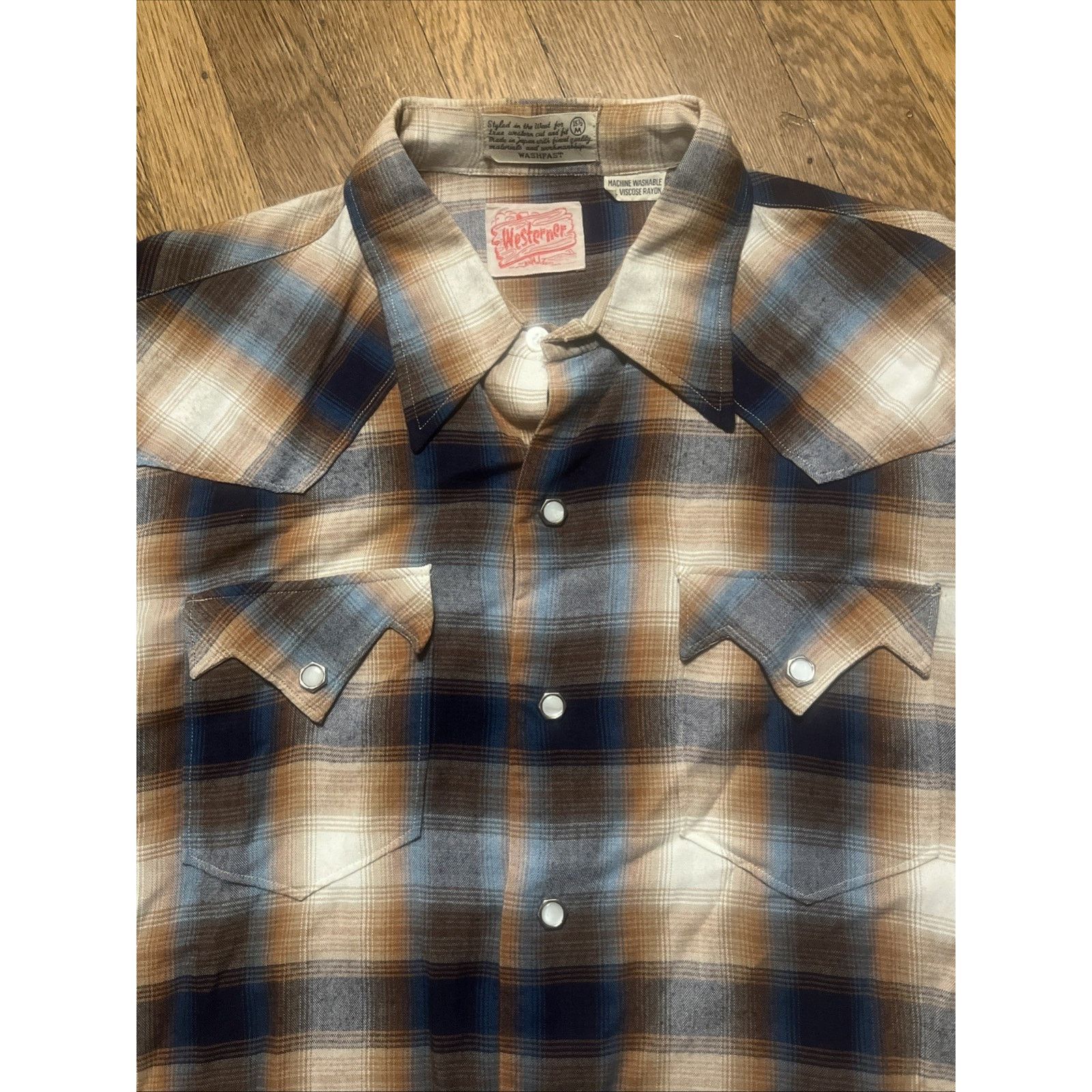 The Unbranded Brand Vtg 50s Heavy Rayon Shadow Plaid Shirt Sawtooth Pearl Snap M Size US M / EU 48-50 / 2 - 7 Thumbnail