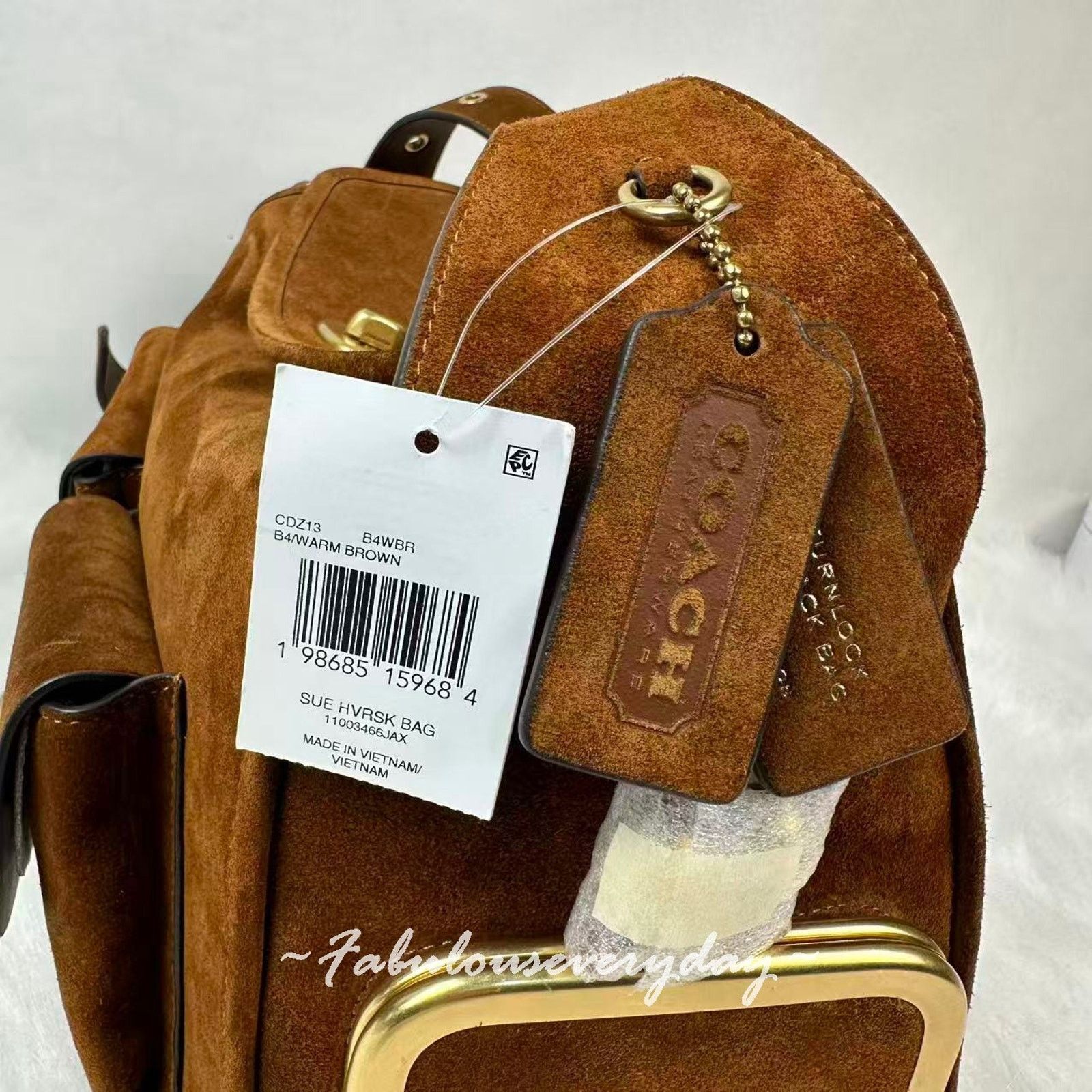 Coach Coach Turnlock Haversack Crossbody Suede Brass/Warm Brown Size ONE SIZE - 5 Thumbnail