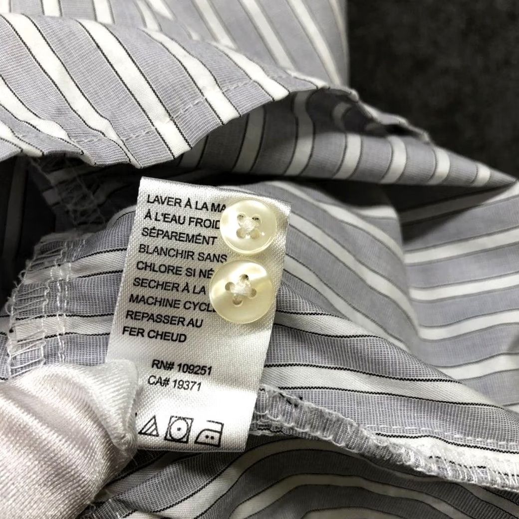 Vintage Trovota Birds Of Paradis Shirt Womens L Gray Striped Button Up 3/4 Sleeve Peplum Long Sleeve Casual Shirt Size L / US 10 / IT 46 - 7 Thumbnail