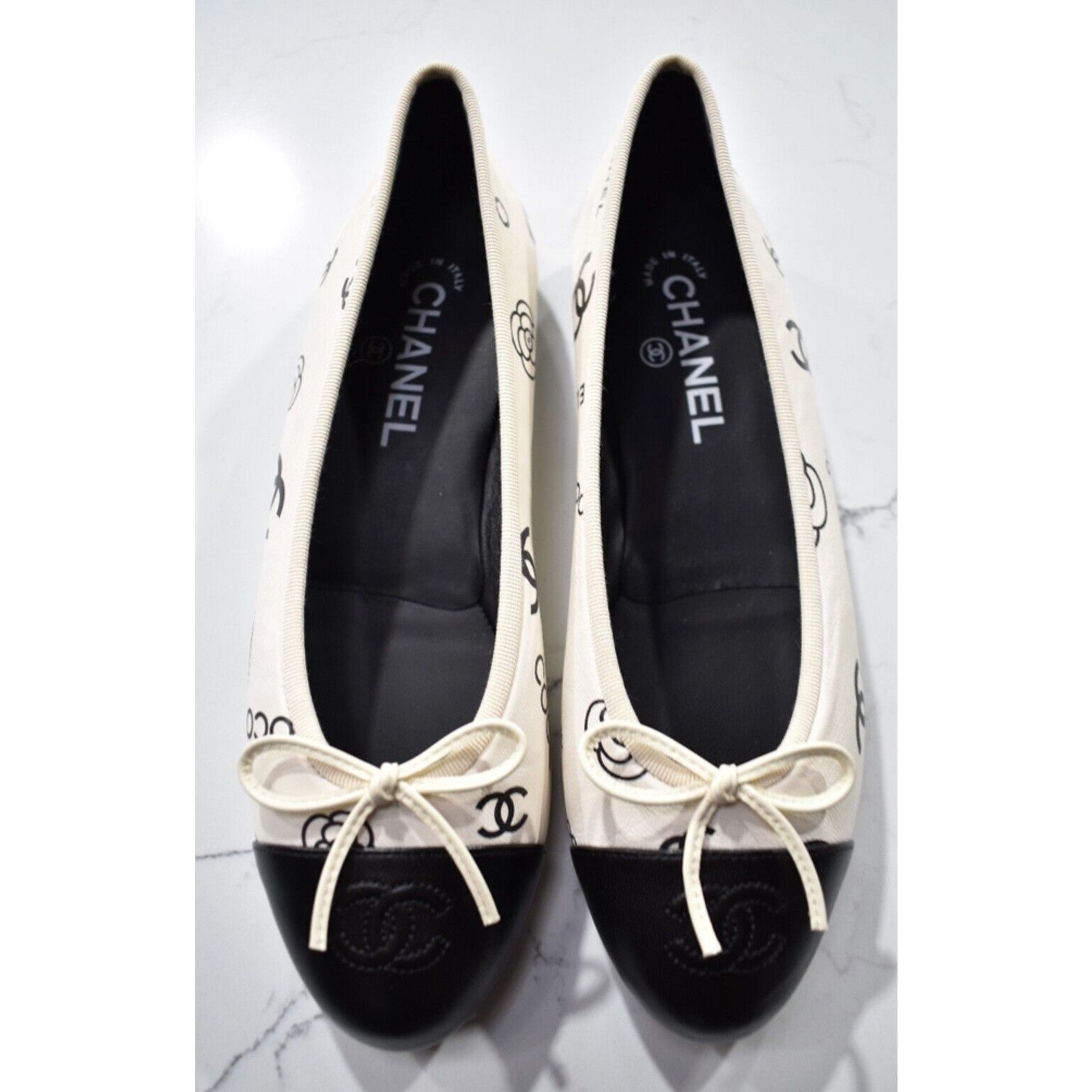 Chanel 23P CC Coco Logo Cap Toe Bow Tie Ballet Ballerina Flat 39 Size US 9 / IT 39 - 4 Thumbnail