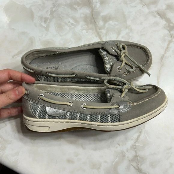 Sperry Sperry Grey & Silver Top Sided Shoes Size US 6 / IT 36 - 1 Thumbnail