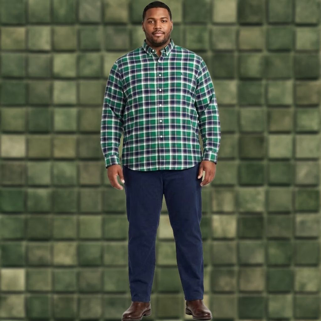 Polo Ralph Lauren Ralph Lauren Performance Flannel Shirt Mens 3XB Big & Tall Green Plaid Button-Up Shirt Size US XXL / EU 58 / 5 - 1 Thumbnail