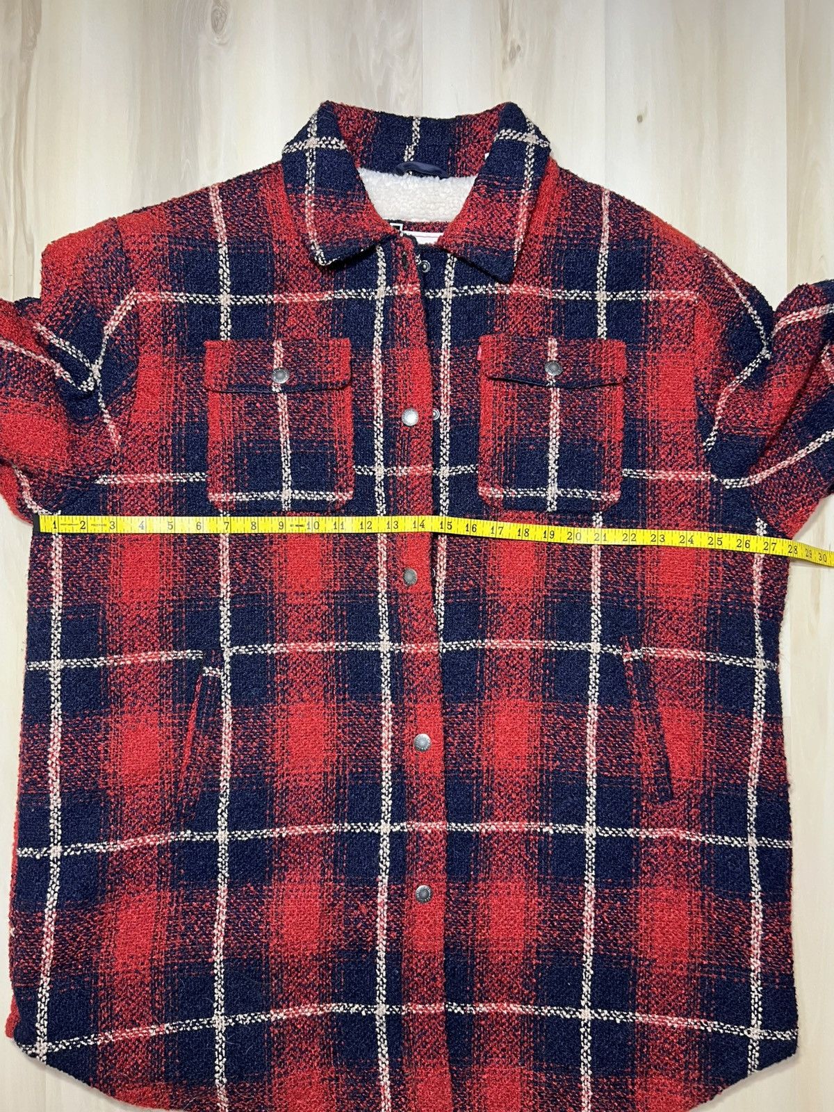 Levi's Levi’s Plaid Red Sherpa-Lined Zip Up Heavy Wool Jacket Sz 3X Size 3XL / US 20-22 - 6 Thumbnail