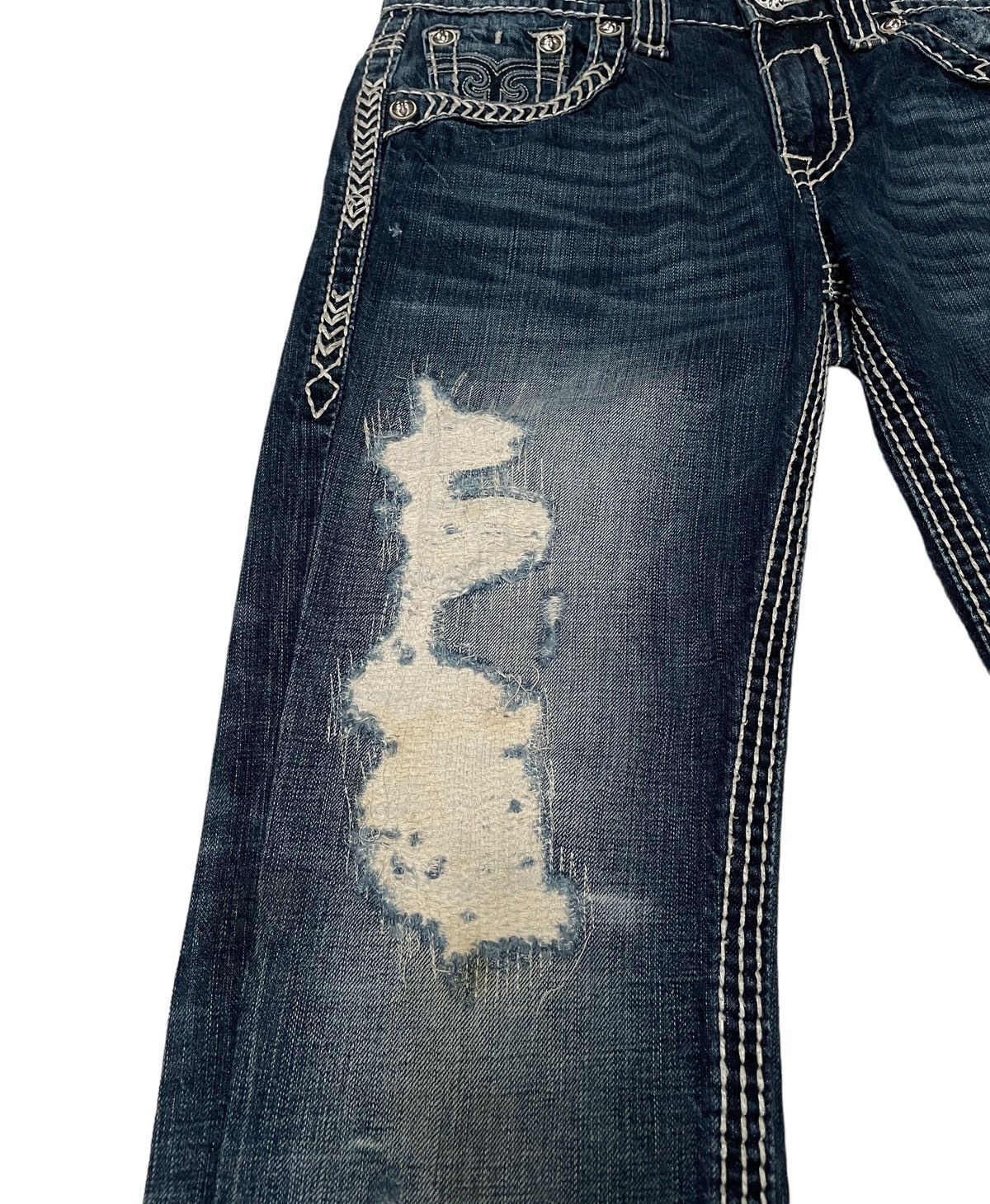 If Six Was Nine Rare Design Vintage Brand Rock Revival Ripped Jeans 2000s Size US 31 - 6 Thumbnail