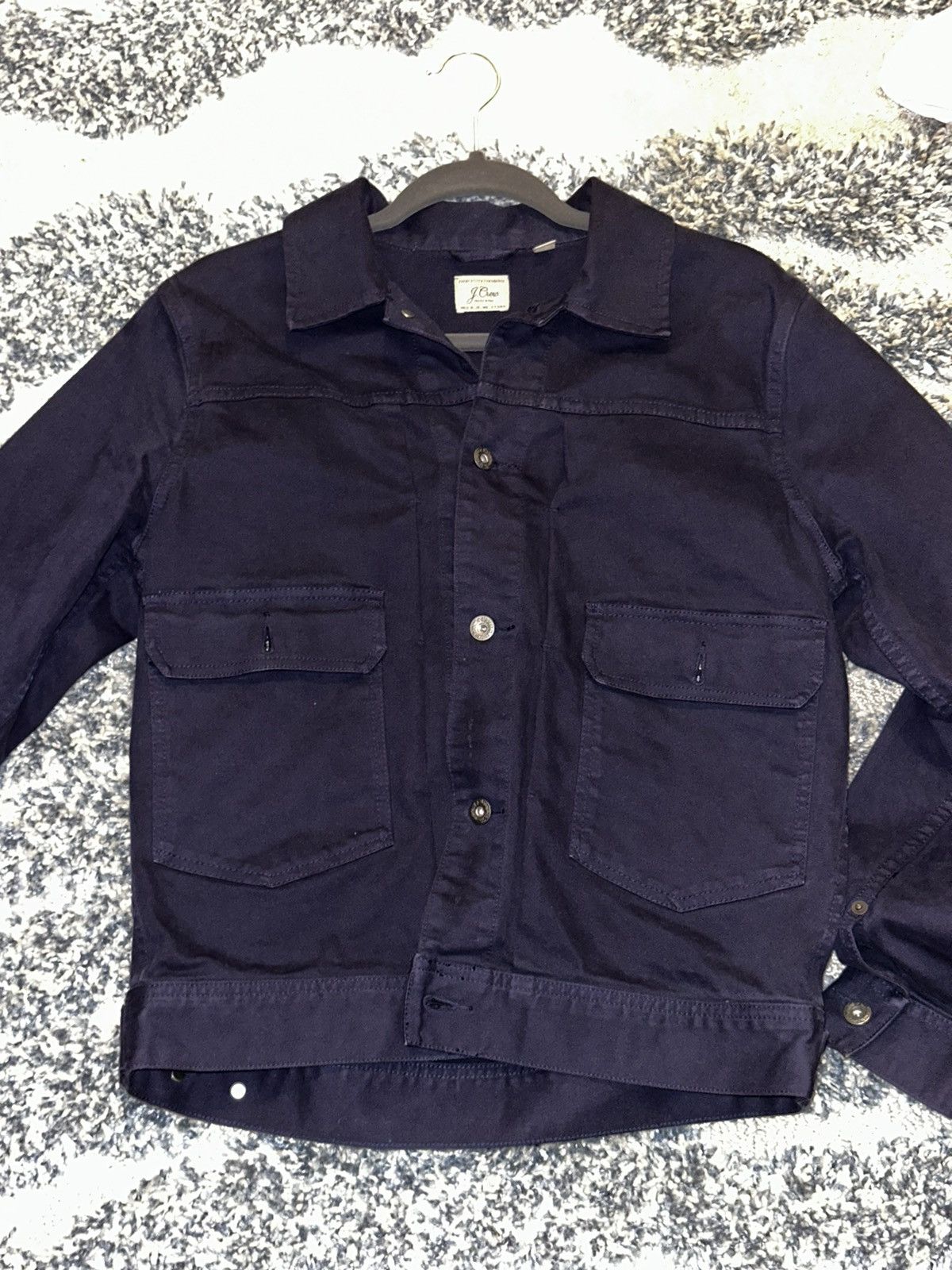 J.Crew × Wallace & Barnes Wallace & Barnes garment-dyed duck canvas trucker jacket Size US S / EU 44-46 / 1 - 1 Thumbnail
