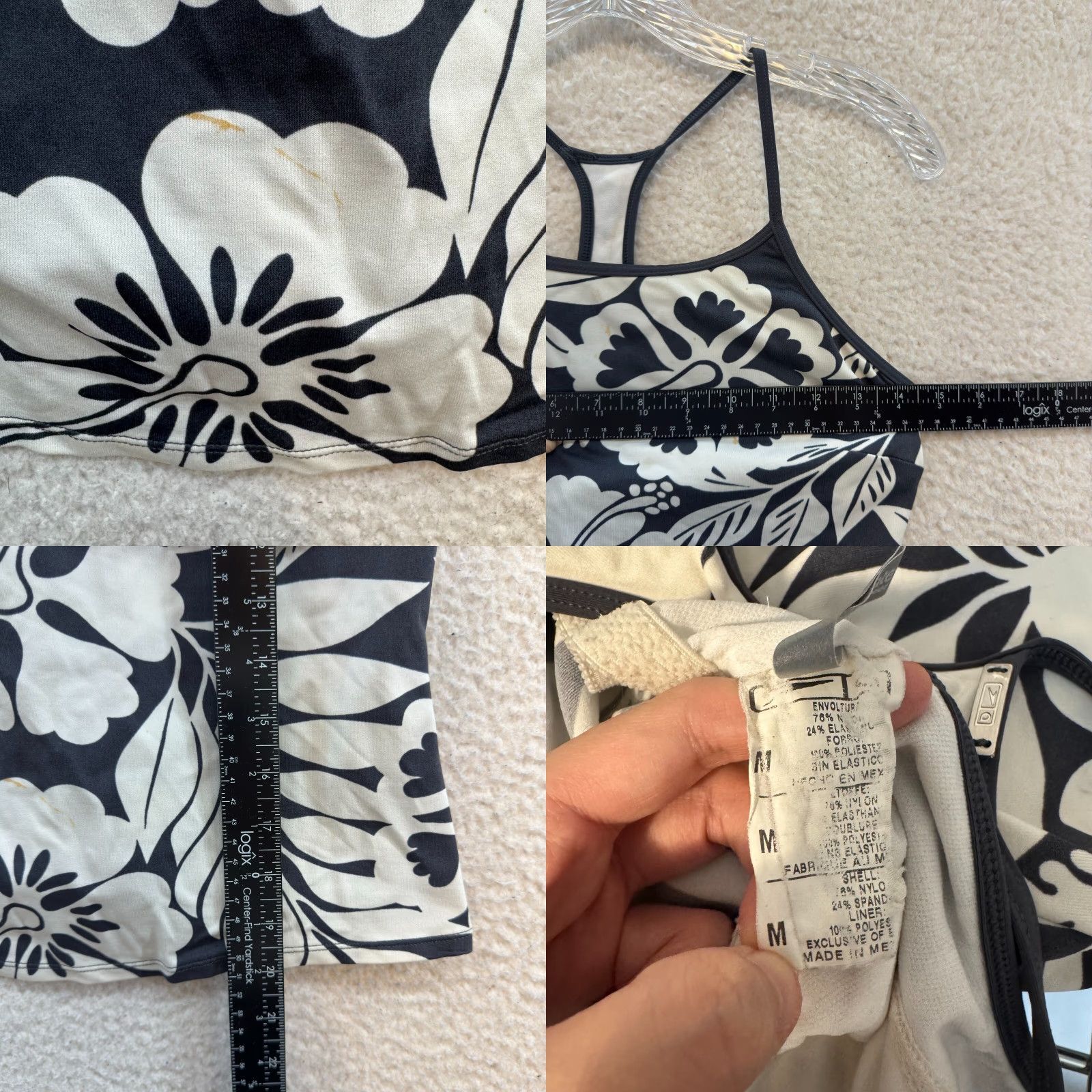 Speedo VINTAGE Y2K Tankini Swim Top M White Navy Tropical Floral Hawaiian Coconut Speedo Size M / US 6-8 / IT 42-44 - 8 Thumbnail
