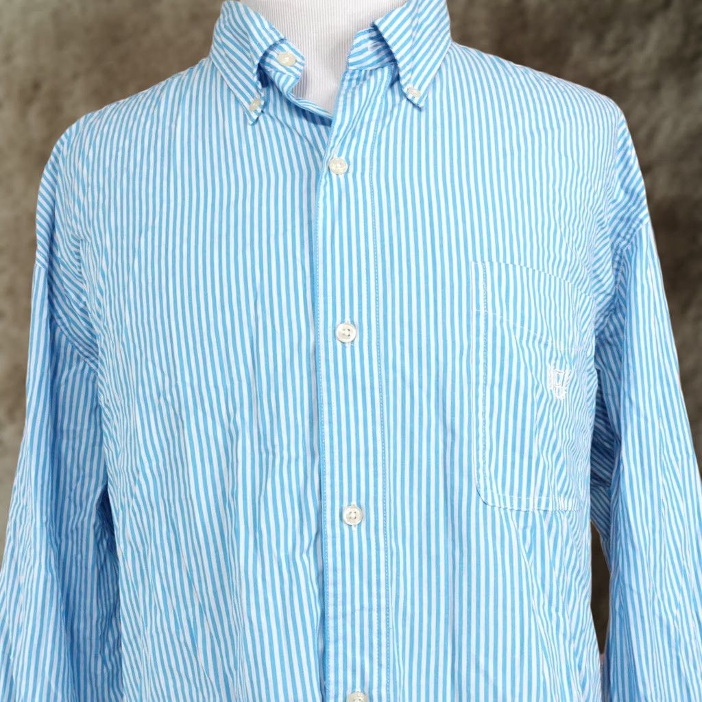 Chaps Chaps Shirt Mens 3XLT Blue Striped Long Sleeve Button-Up Cotton Blend Embroidered Size US XXL / EU 58 / 5 - 1 Thumbnail