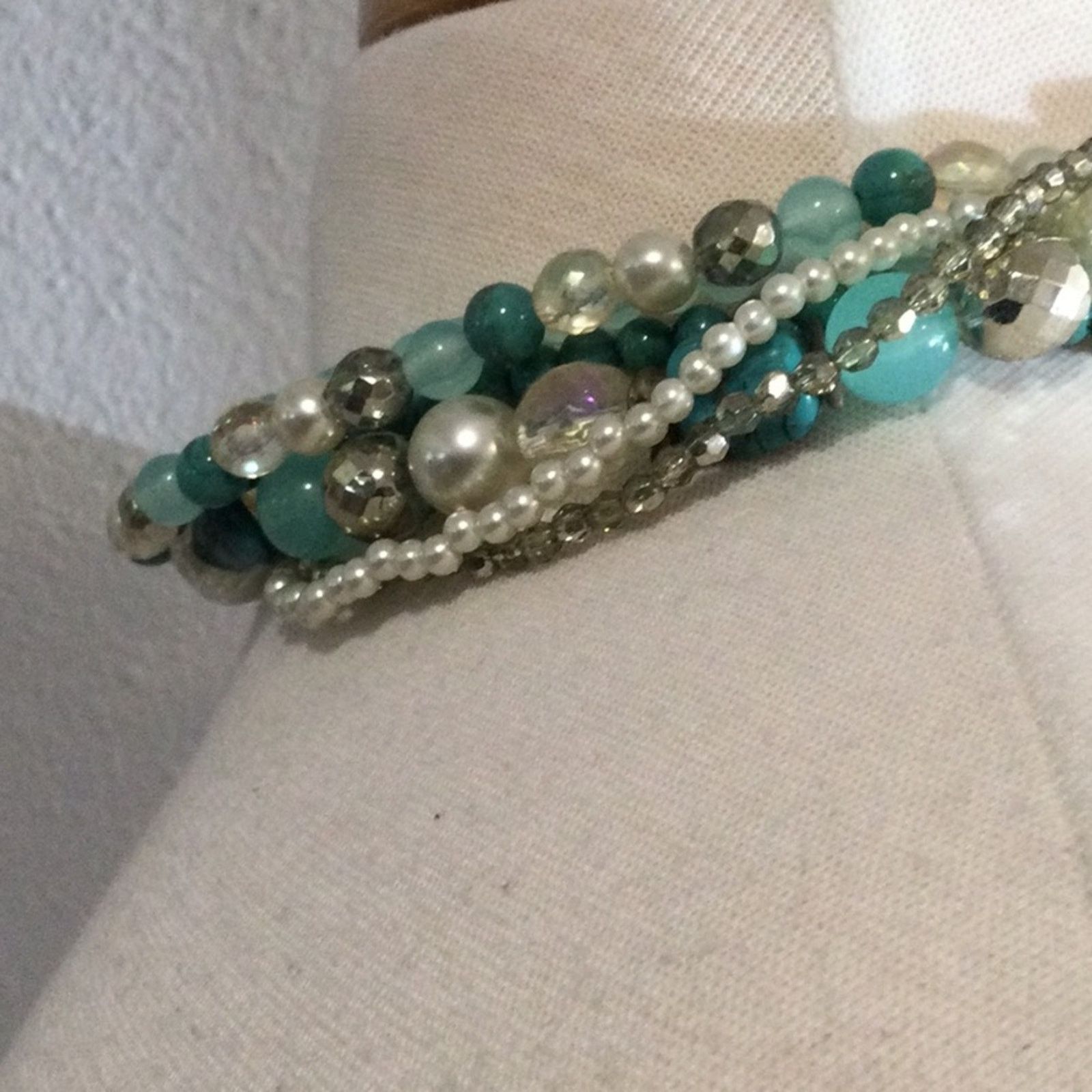 Other Multi-strand Turquoise, Clear, Blue and Silver Bead Necklace Size ONE SIZE - 13 Thumbnail