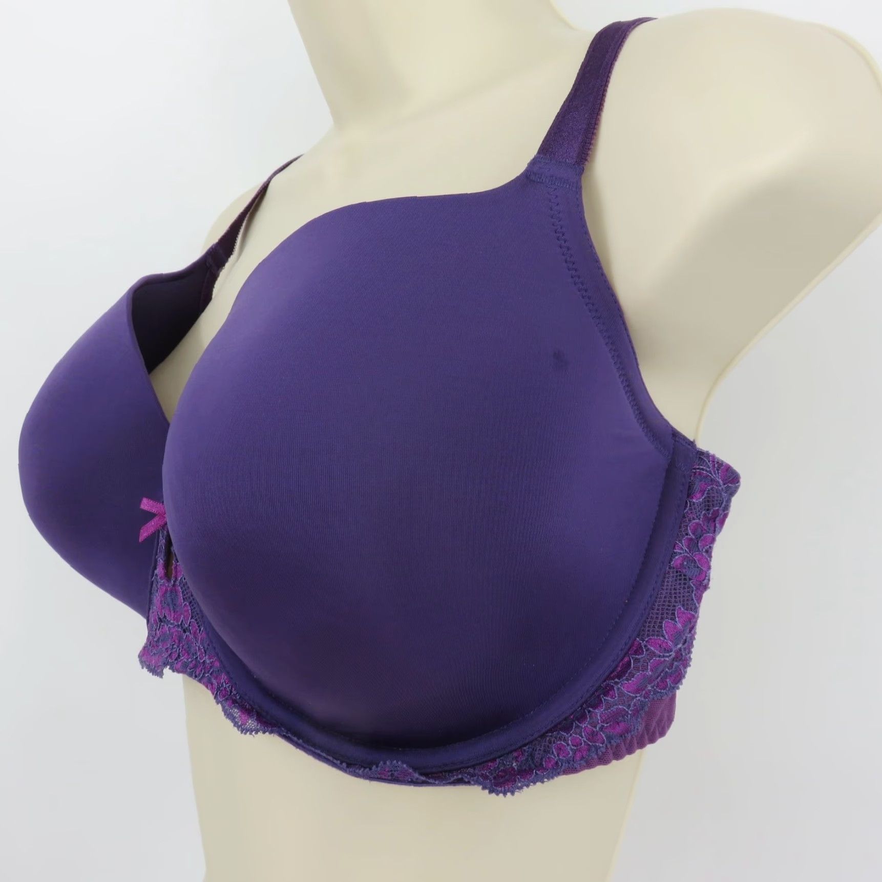 Torrid Torrid Purple Solid Underwire Padded Lace Bow Accent 40D Plus Size Womens Bra Size ONE SIZE - 4 Thumbnail