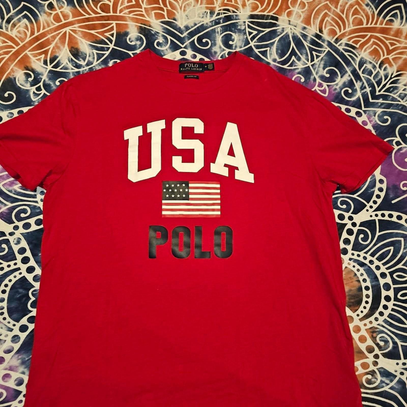 Polo Ralph Lauren Polo Ralph Lauren Men's Red White and Blue USA T-shirt Size US M / EU 48-50 / 2 - 1 Thumbnail