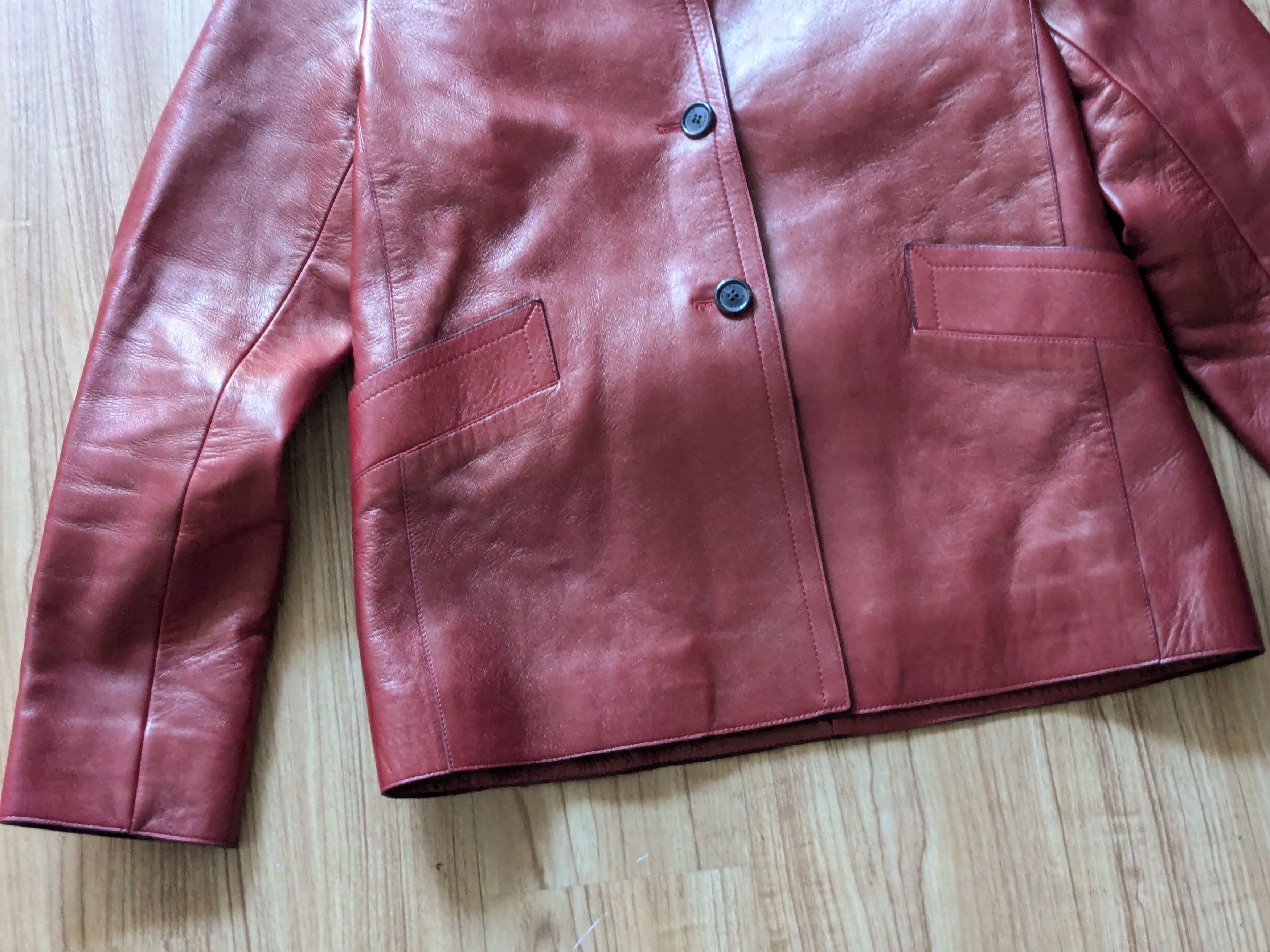 Prada Prada Leather Jacket Red 44 Button Blazer Coat Size M / US 6-8 / IT 42-44 - 2 Thumbnail