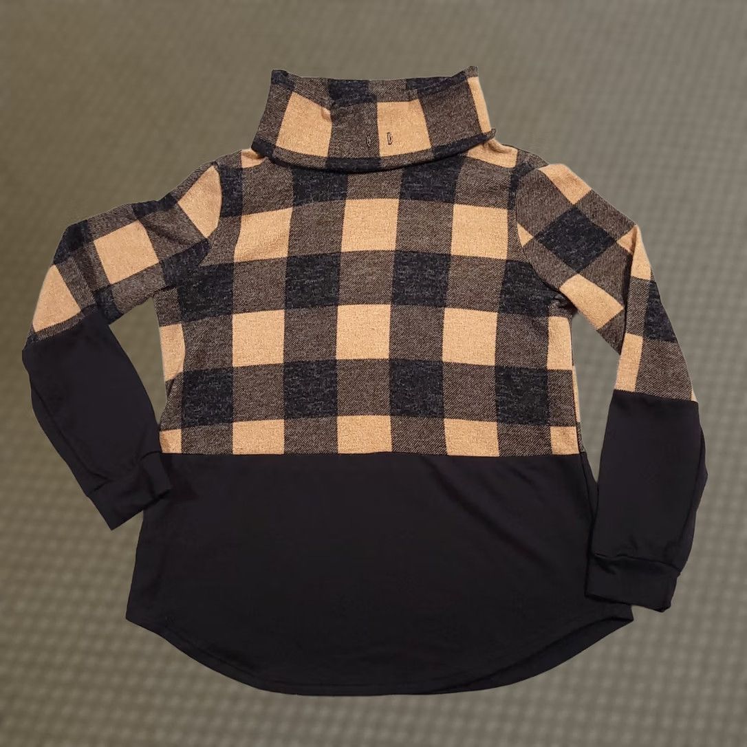 Vintage VINTAGE Haptics By Holly Harper Turtleneck Sweater Women's Small Brown Plaid Size S / US 4 / IT 40 - 1 Thumbnail
