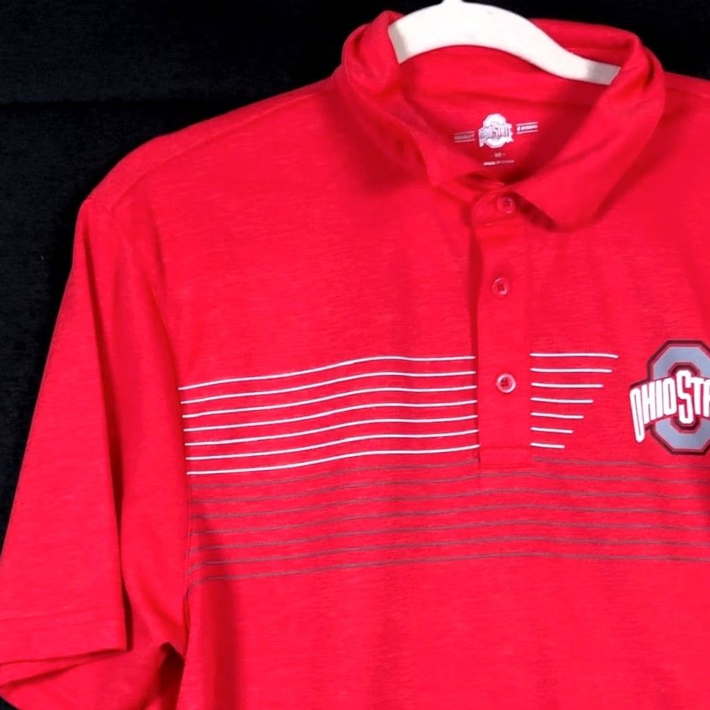 Vintage Ohio State Mens Shirt Red Short Sleeve Collared Polo 100% Polyester Medium Size US M / EU 48-50 / 2 - 4 Thumbnail