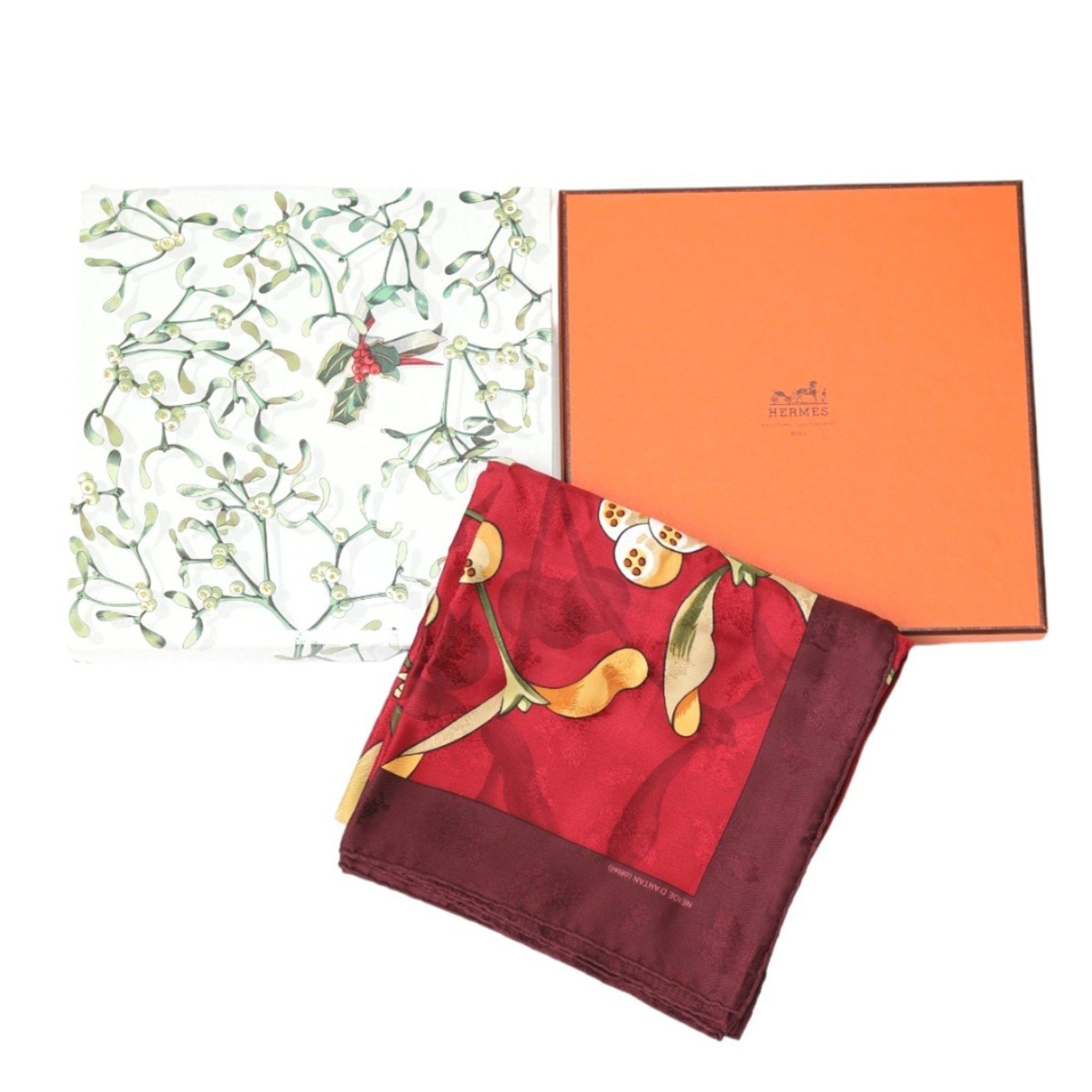 image of Hermes Scarf Last Year's Snow Holly Fruit Kare90 Hermes Red in Red Color, Women's