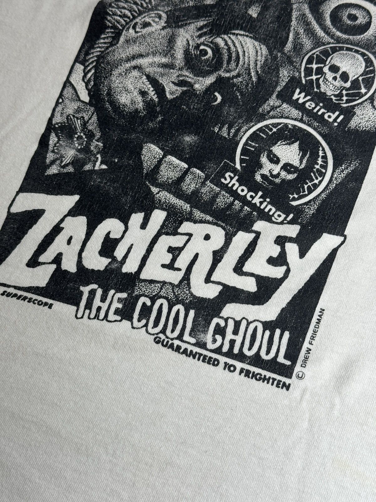 Expert Horror × Fruit Of The Loom × Vintage 90s RARE Cool Ghoul Zacherley Drew Friedman Cartoon T Shirt Size US L / EU 52-54 / 3 - 3 Thumbnail