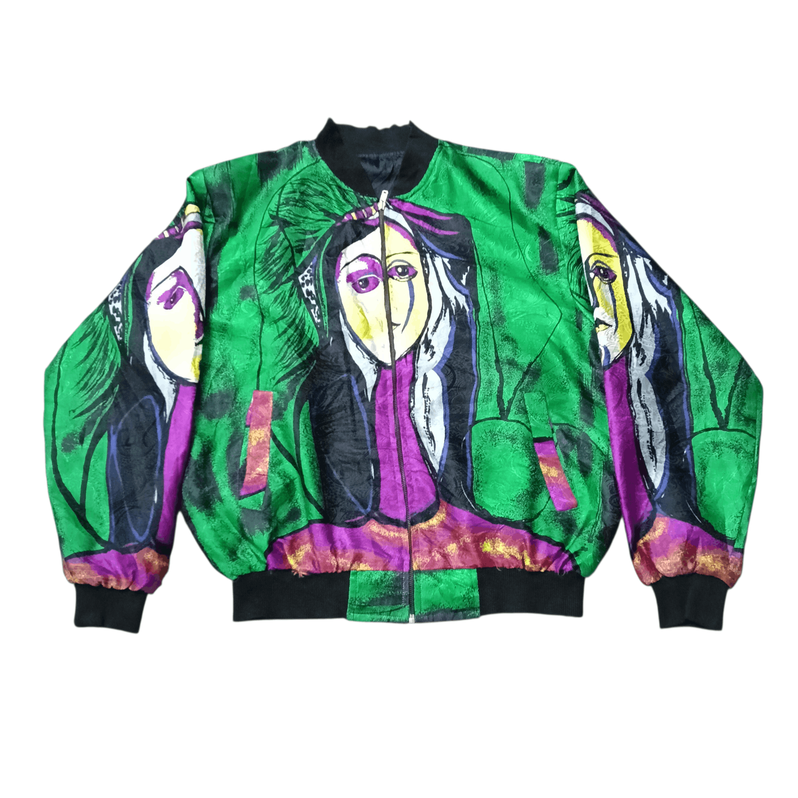 Vintage Vintage 90s Picasso Art Polyester Satin Bomber Jacket. Size US L / EU 52-54 / 3 - 1 Thumbnail