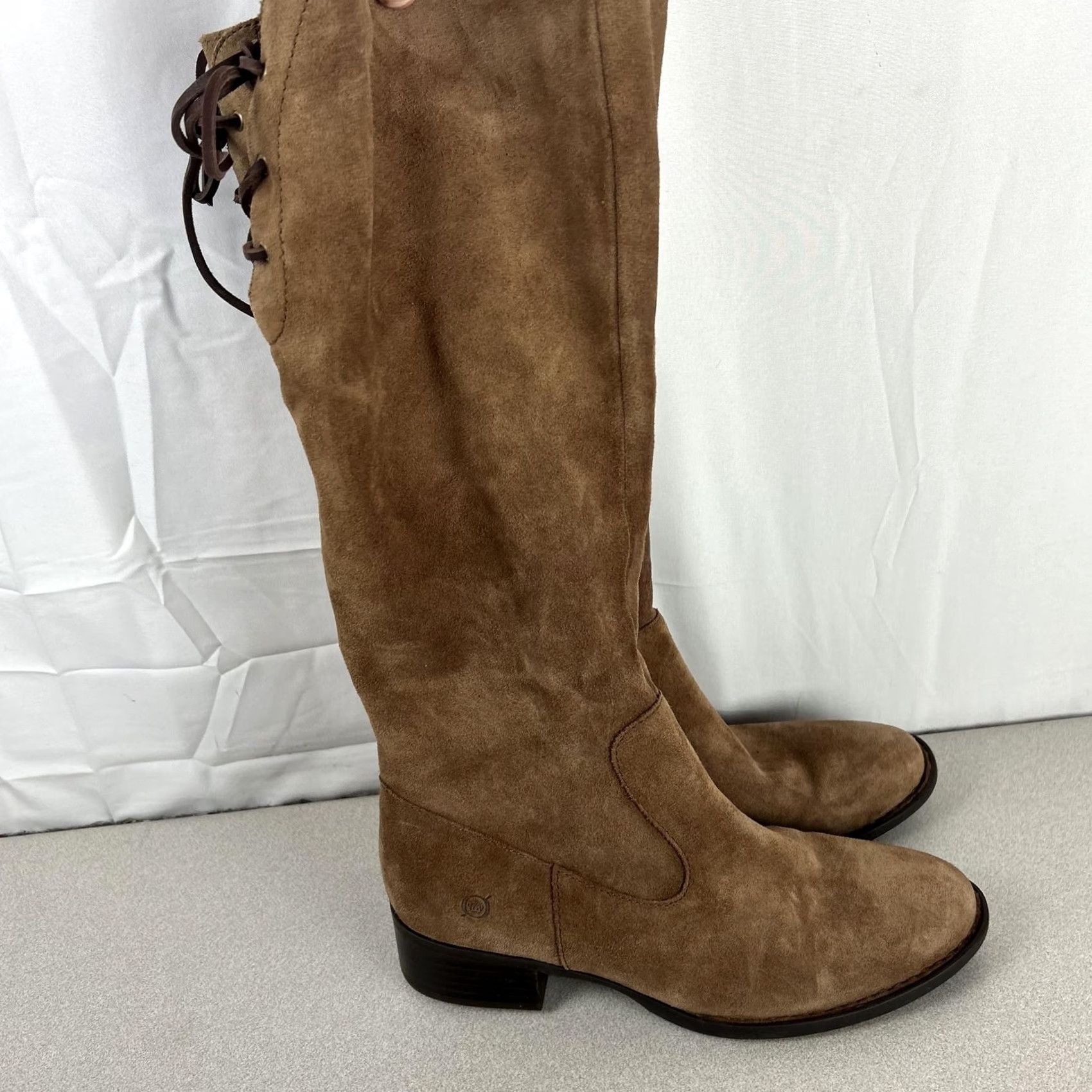 Born Born Boots Womens Knee High Riding Zip Lace Up Brown Suede 9 M Casual Fall Winter Leather Upper Size US 9 / IT 39 - 4 Thumbnail