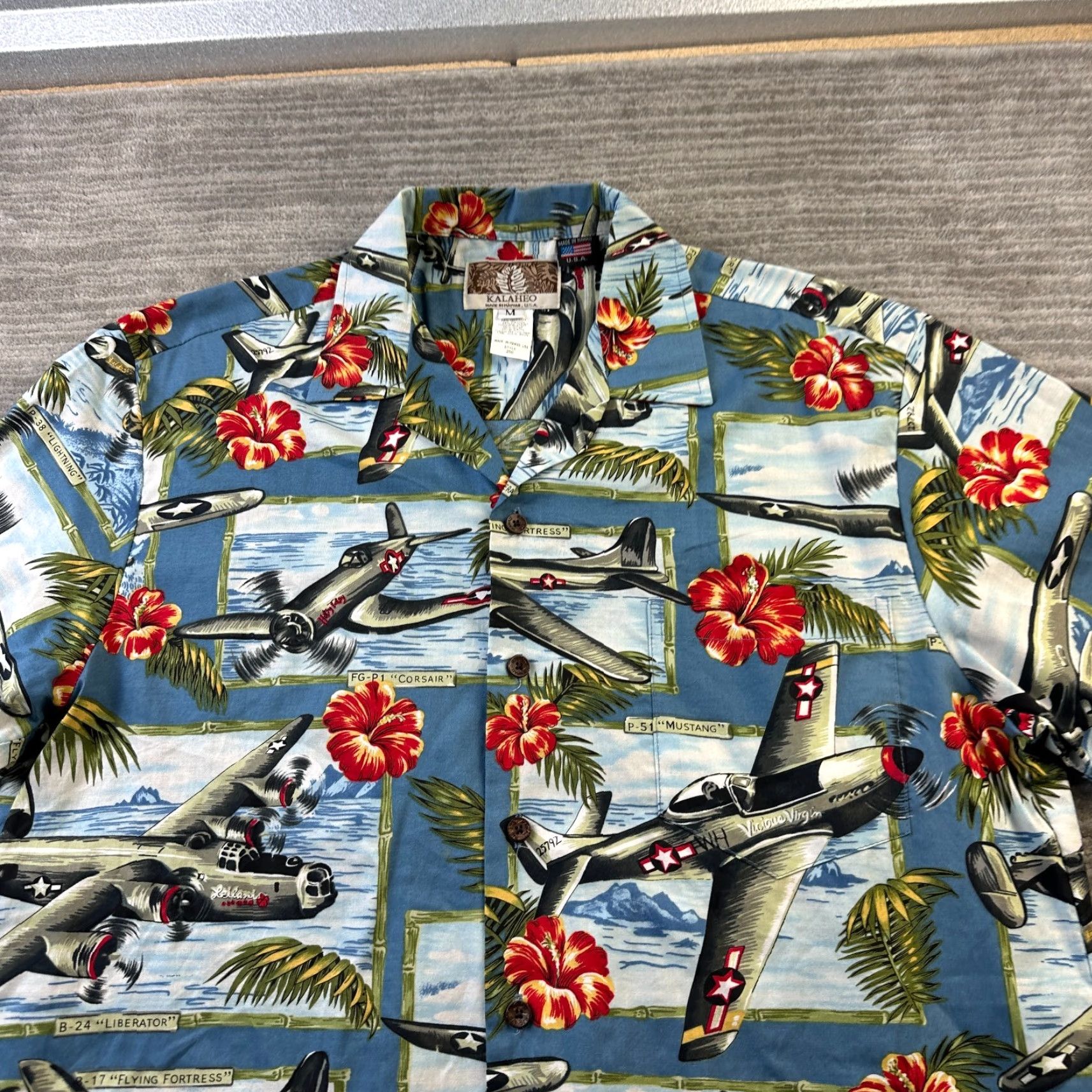 Vintage Kalaheo Shirt Mens Medium Hawaiian WWII Bomber Air Planes Print Fighter Jet Shirt Size US M / EU 48-50 / 2 - 3 Thumbnail