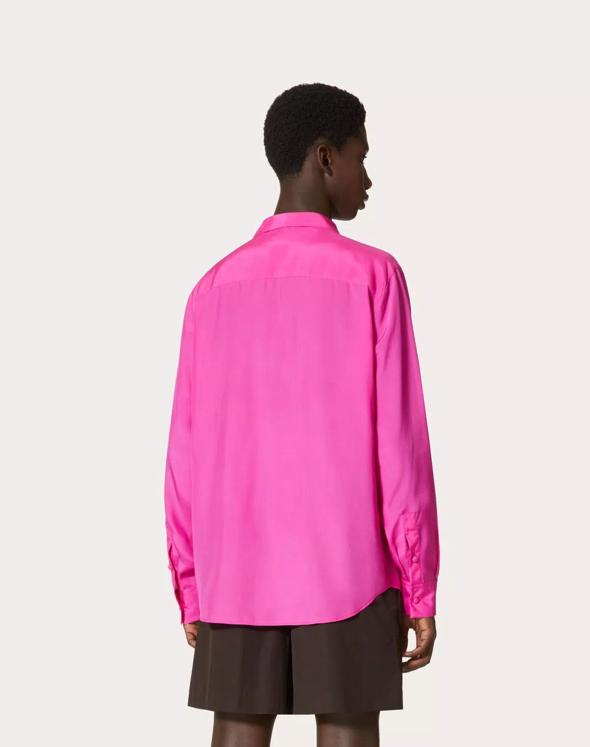 Valentino oc11z0725 Silk Shirt With Scarf Detail At Neck in Pink Size US XXL / EU 58 / 5 - 5 Thumbnail