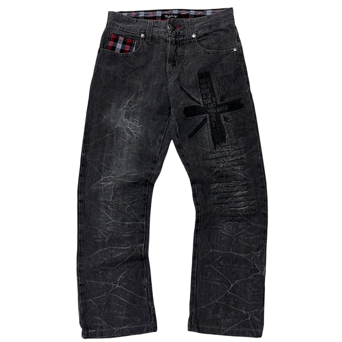 Japanese Brand Black washed❗️Wild life nice design poem pants Size US 30 / EU 46 - 1 Thumbnail