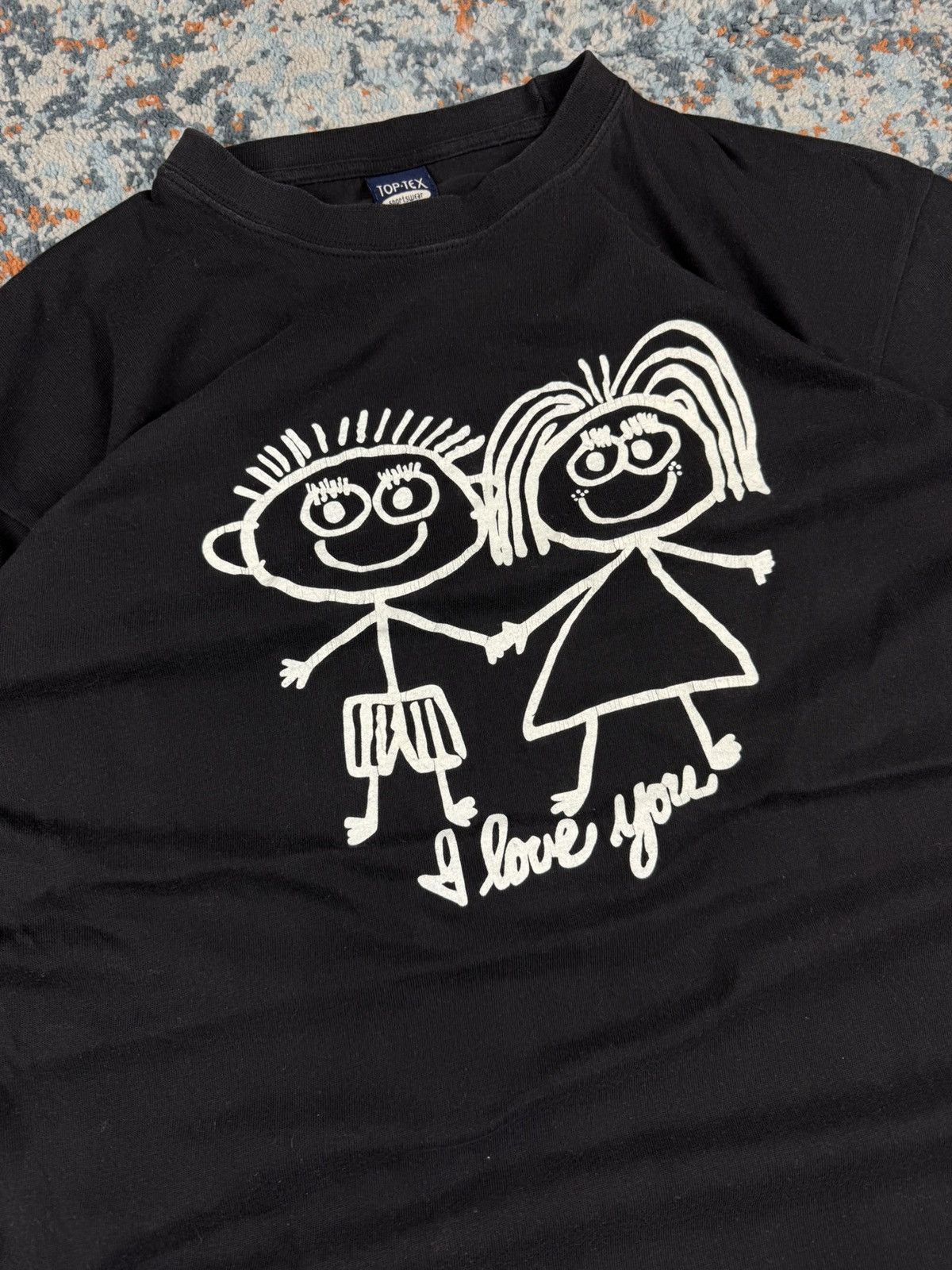 Other × Vintage Vintage 90s I love you stick man cute couple graphic tee Size US M / EU 48-50 / 2 - 4 Thumbnail
