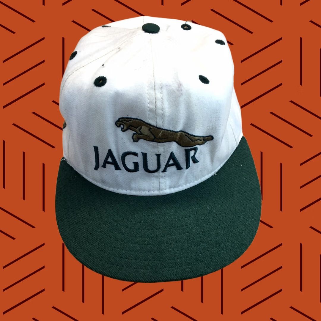New Era VINTAGE New Era Jaguar Cars Hat Mens 7 1/4 White USA 5950 Pro Model Wool Racing Baseball Cap 90s Cars USA Mens Size ONE SIZE - 1 Thumbnail