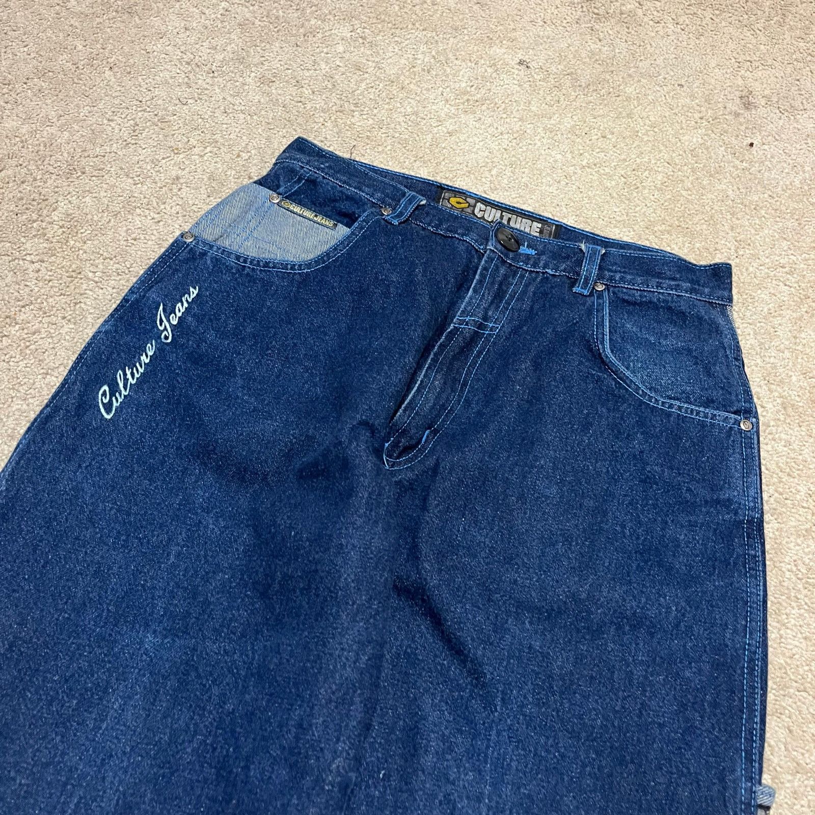 Other Culture Y2K Baggy Skater Mixed Denim Wide Leg Jeans 30Wx31L Size US 30 / EU 46 - 3 Thumbnail