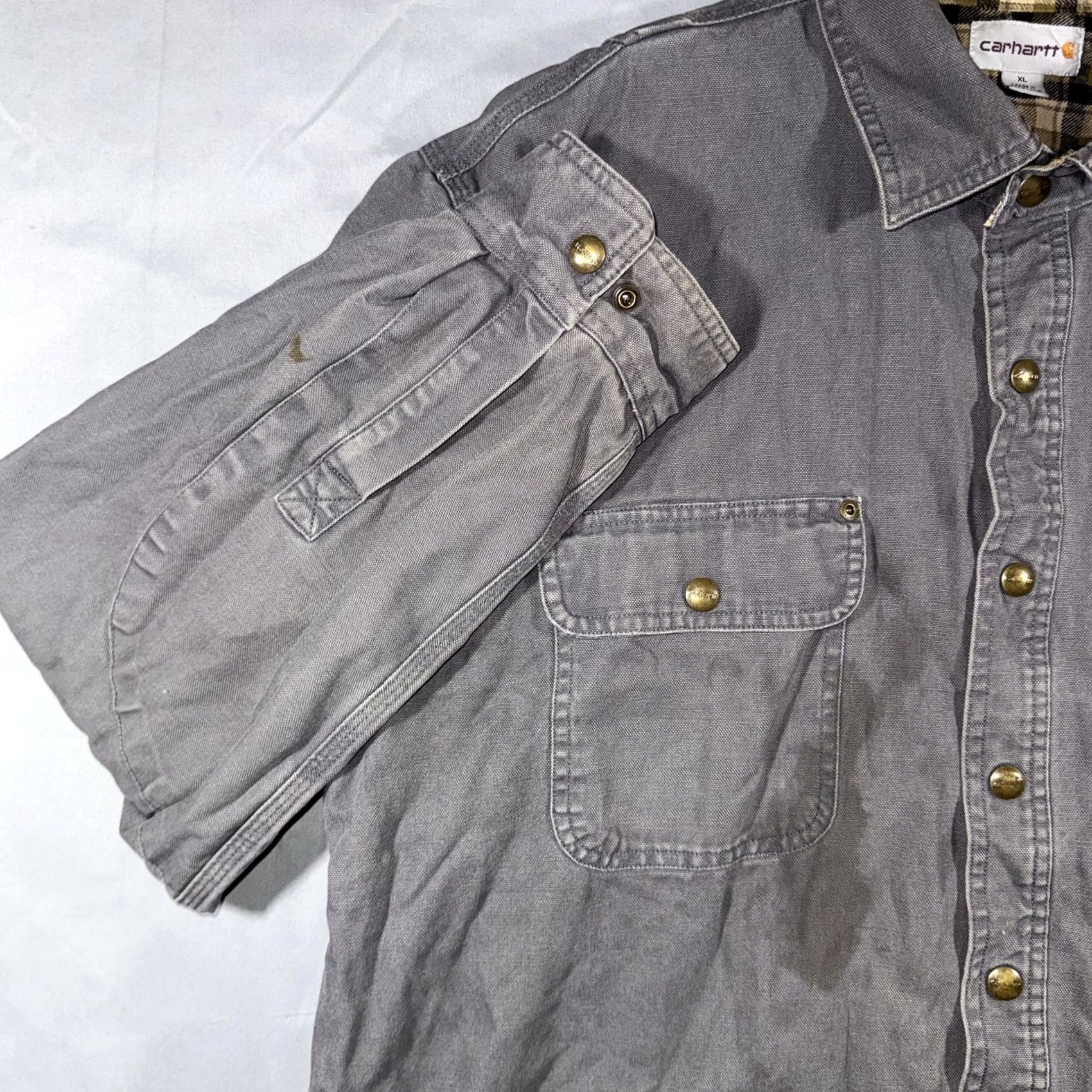 Carhartt Carhartt Jacket Mens XL Gray Canvas Snap Front Plaid Lined Workwear Shacket Size US XL / EU 56 / 4 - 7 Thumbnail