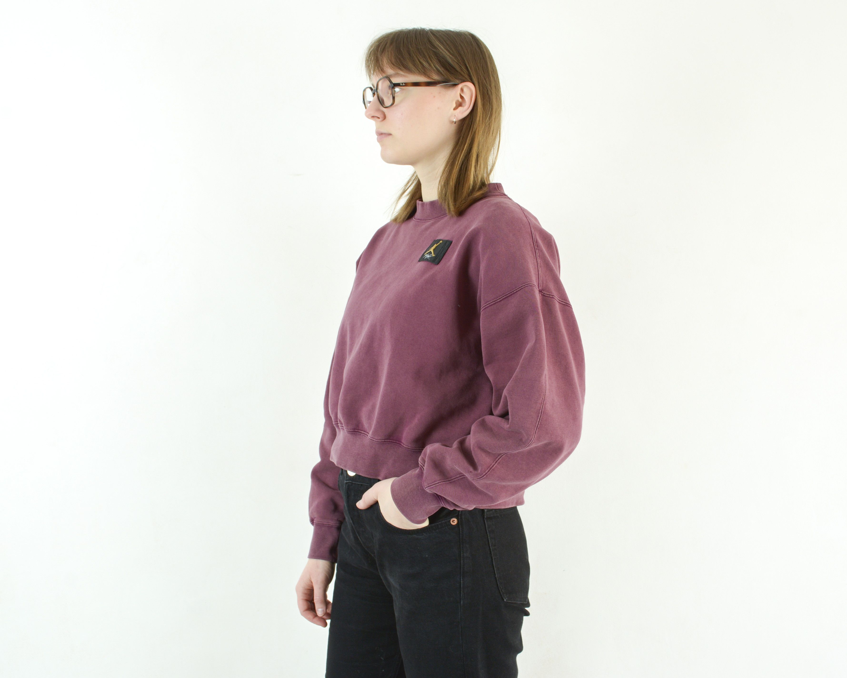 Jordan Brand × Nike × Vintage Air Jordan Loose Jumper Cropped Sweatshirt Sweater Pullover Size M / US 6-8 / IT 42-44 - 3 Thumbnail