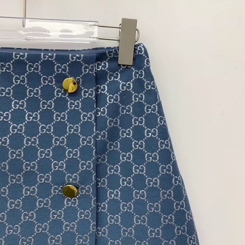 Gucci Gucci Blue logo jacquard full-print metal buckle wool short Size 25" / US 0 / IT 36 - 3 Thumbnail