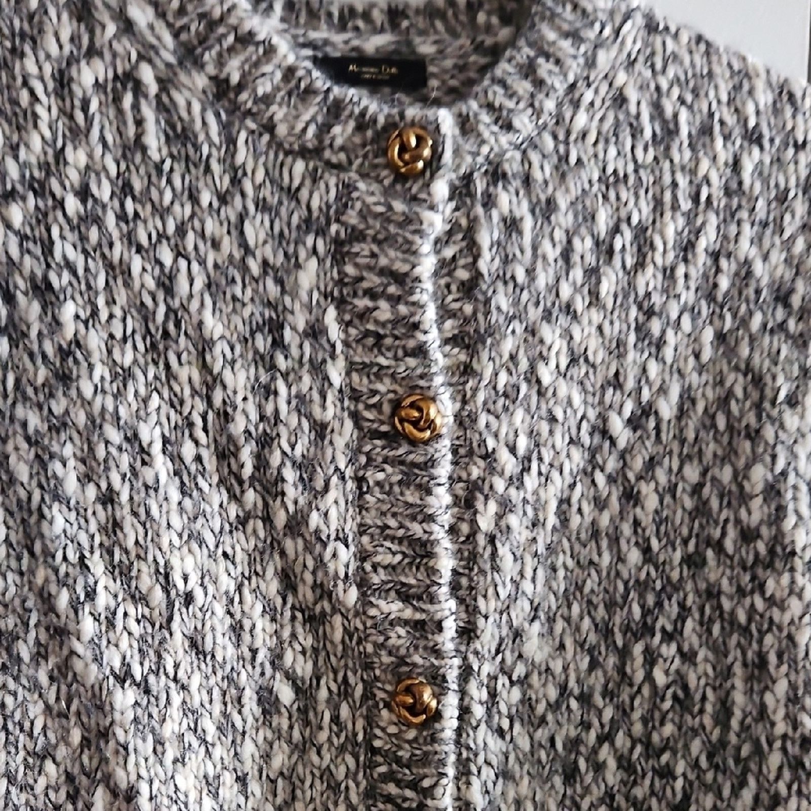Massimo Dutti Massimo Dutti Gray Knit Sweater with Gold Accent size M Size M / US 6-8 / IT 42-44 - 7 Thumbnail