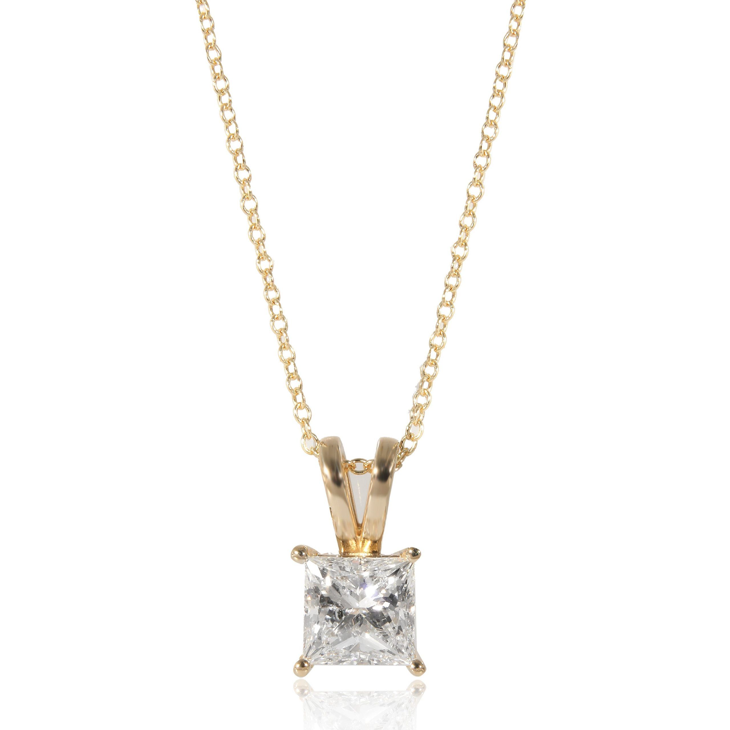 image of Cartier Princess Solitaire Diamond Pendant In 14K Yellow Gold (1.81 Ctw), Women's