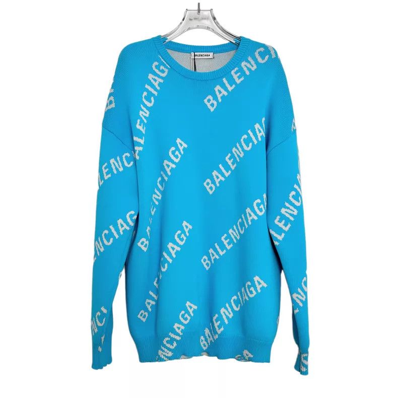 Balenciaga Balenciaga Full Logo Pattern Round Neck Sweater Size S / US 4 / IT 40 - 1 Thumbnail