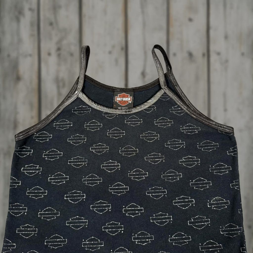 Harley Davidson Harley-Davidson Tank Womens Large Black All Over Print Vintage 90s Y2K Shirt Size L / US 10 / IT 46 - 1 Thumbnail