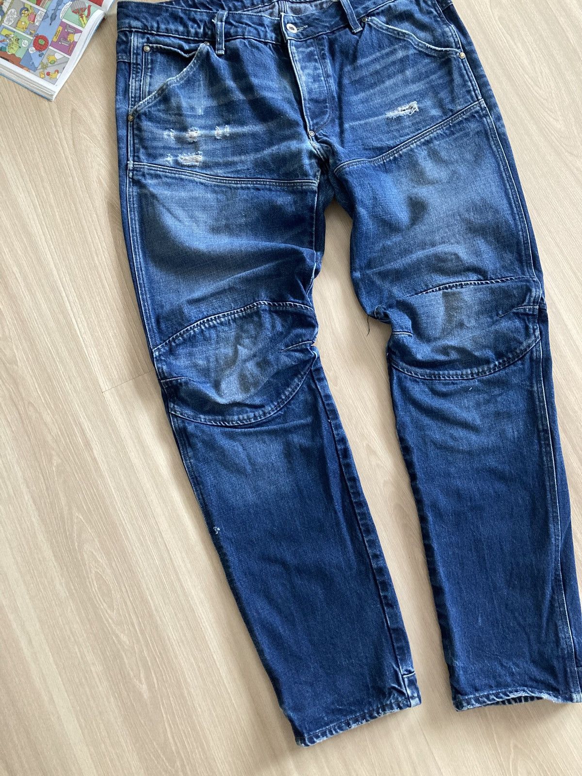 G-Star Vintage G-Star Raw 3D Low Tapered Denim Dirty Pants Jeans Size US 34 / EU 50 - 7 Thumbnail