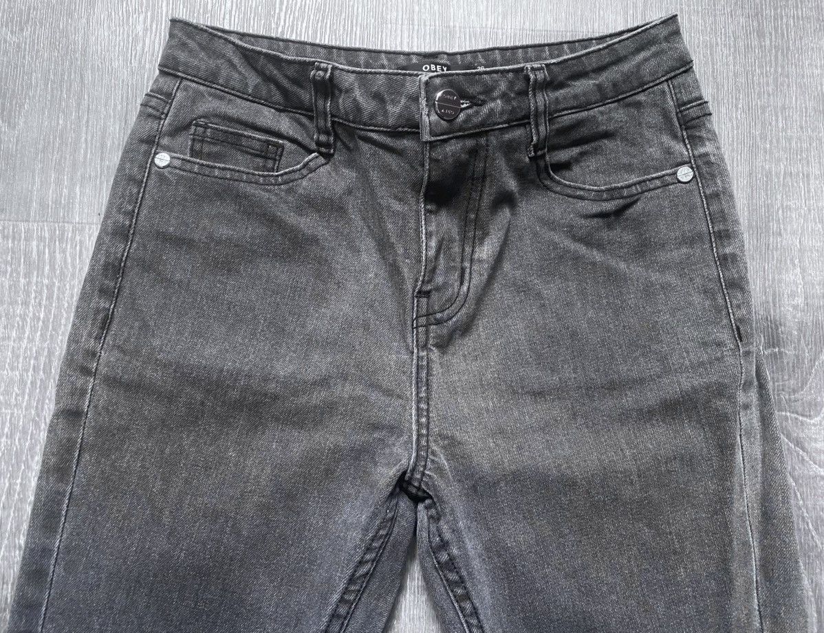 Obey Women’s Obey Worldwide Torn Distress Gray Cotton Jeans Denim Size 26" / US 2 / IT 38 - 4 Thumbnail