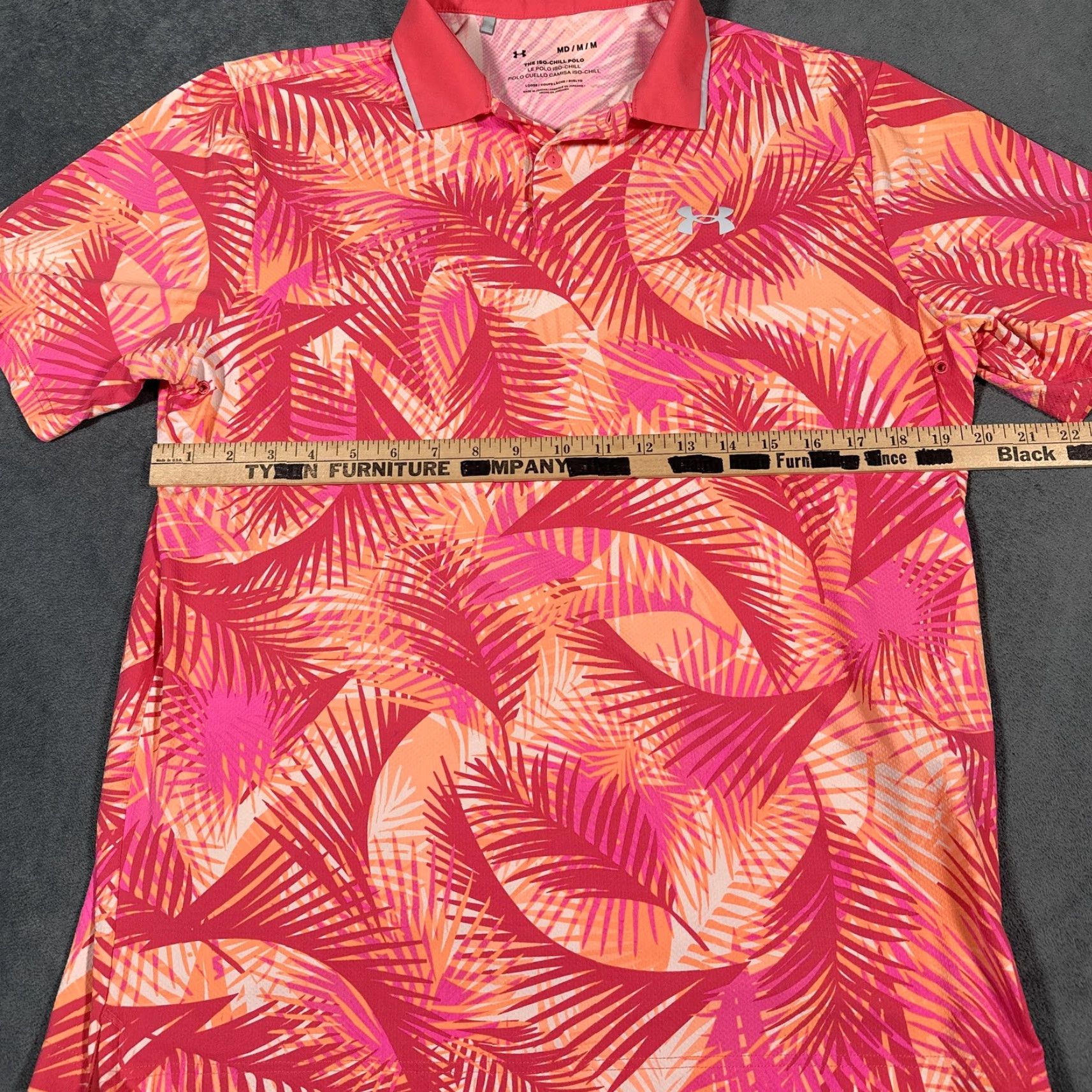 Under Armour Under Armour Iso-Chill Performance Polo Shirt Mens Medium Pink Floral Golf Size US M / EU 48-50 / 2 - 3 Thumbnail
