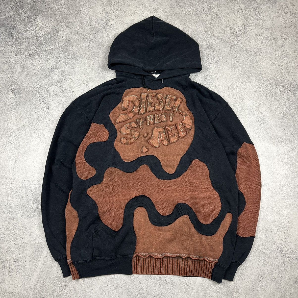 image of Diesel Y2K Distressed Hoodie in Black, Men's (Size XL)